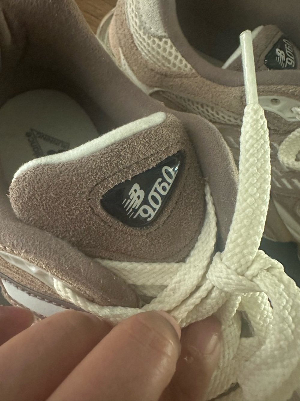 New Balance 9060 Women’s Beige/Tan Mesh & Suede Sneaker - Picture 2 of 8